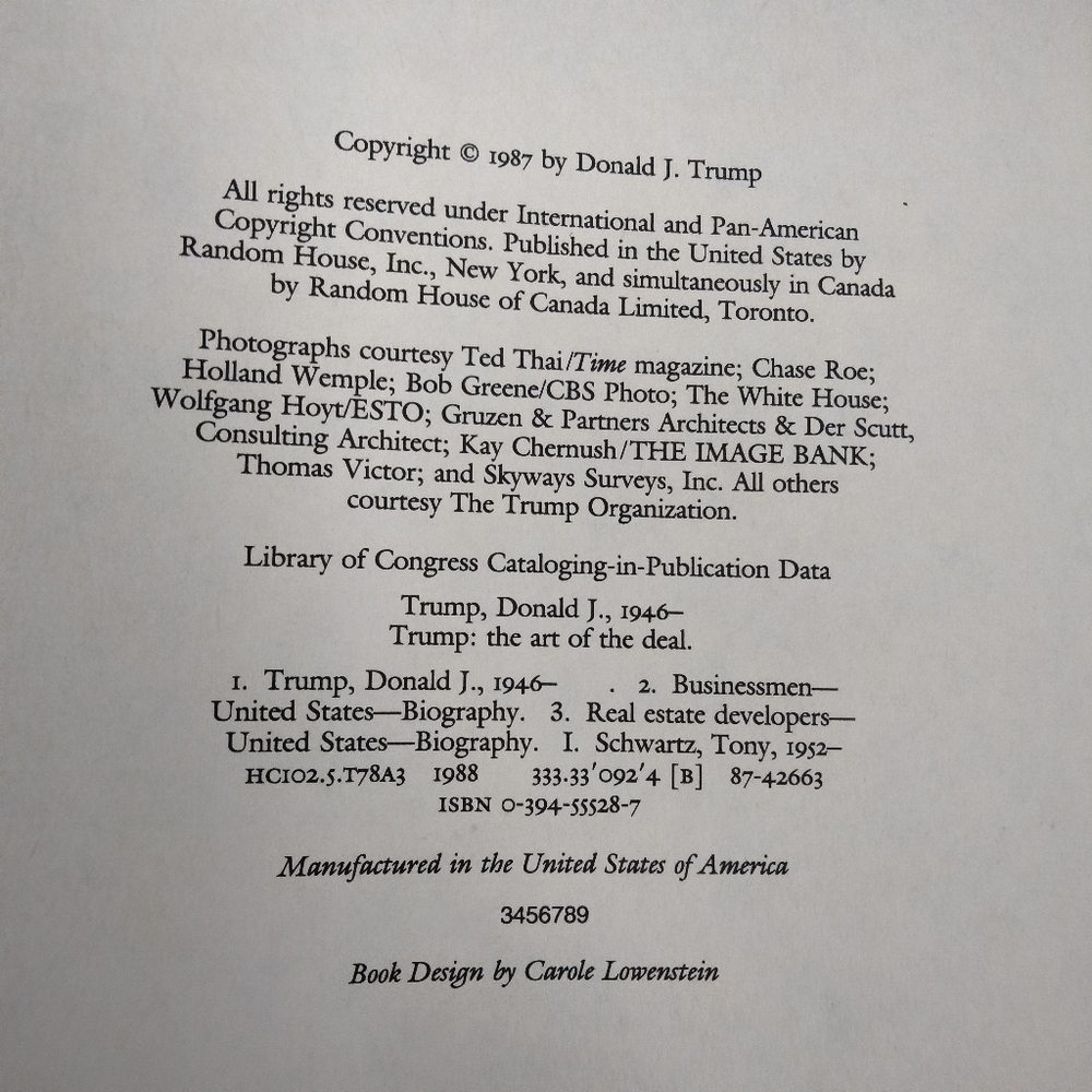 Trump The Art of the Deal Book - Black and Gold Cover 1987 - Picture 13 of 13